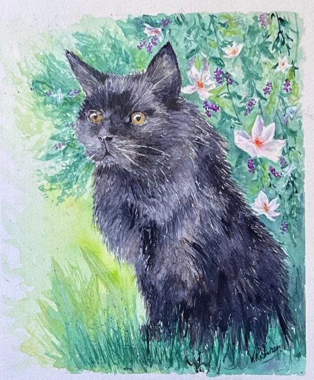 portrait peint de chat